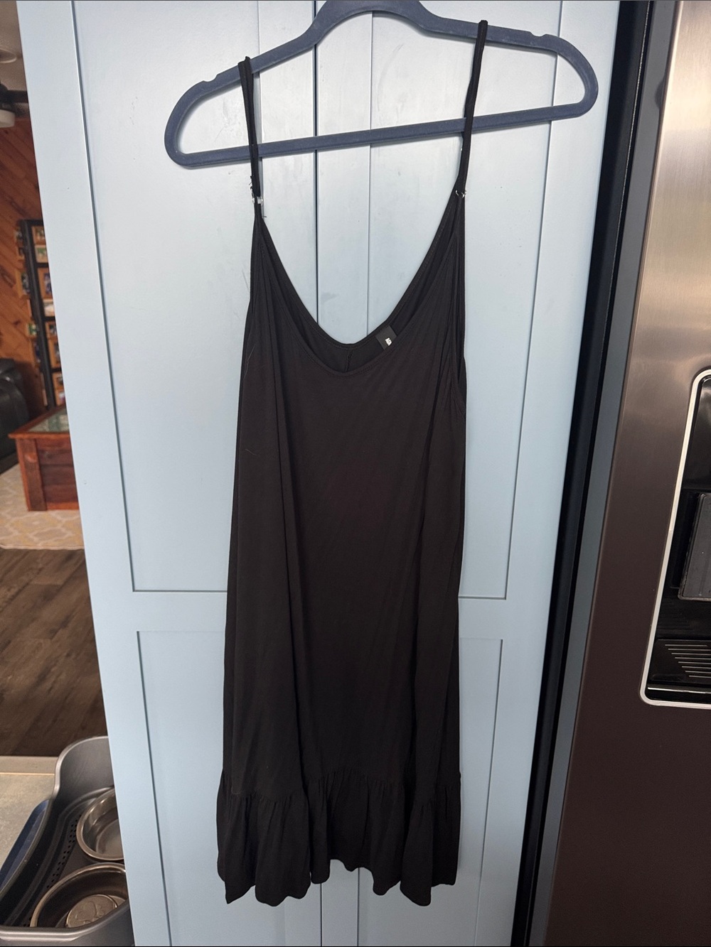 Agnes & Dora Black Midi Slip Dress or Dress Extender with Ruffle Hem